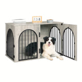 Dog Crate - Furniture - Dog Cage - Dog Kennel - Dog Box - Side Table - Coffee Table - 3 Doors - 100x60x63 Cm - Grey