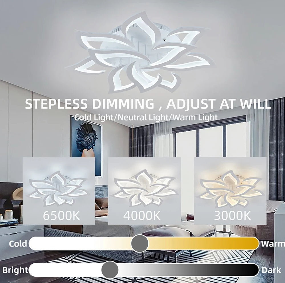 LuxiLamps - 10 Star Ceiling Lamp - White - With Remote Control - Dimmable - Living Room Lamp - Modern Lamp - Ceiling Lamp