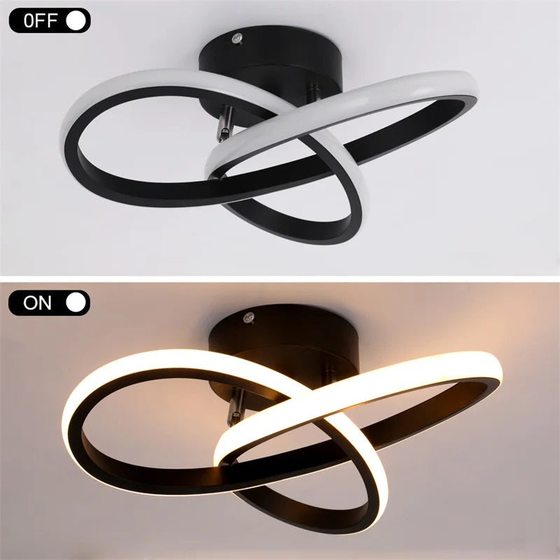 Modern Curl Lamp - Chandelier - Black - Aisle or Hall Lamp - LED Lighting - Ceiling Lamp