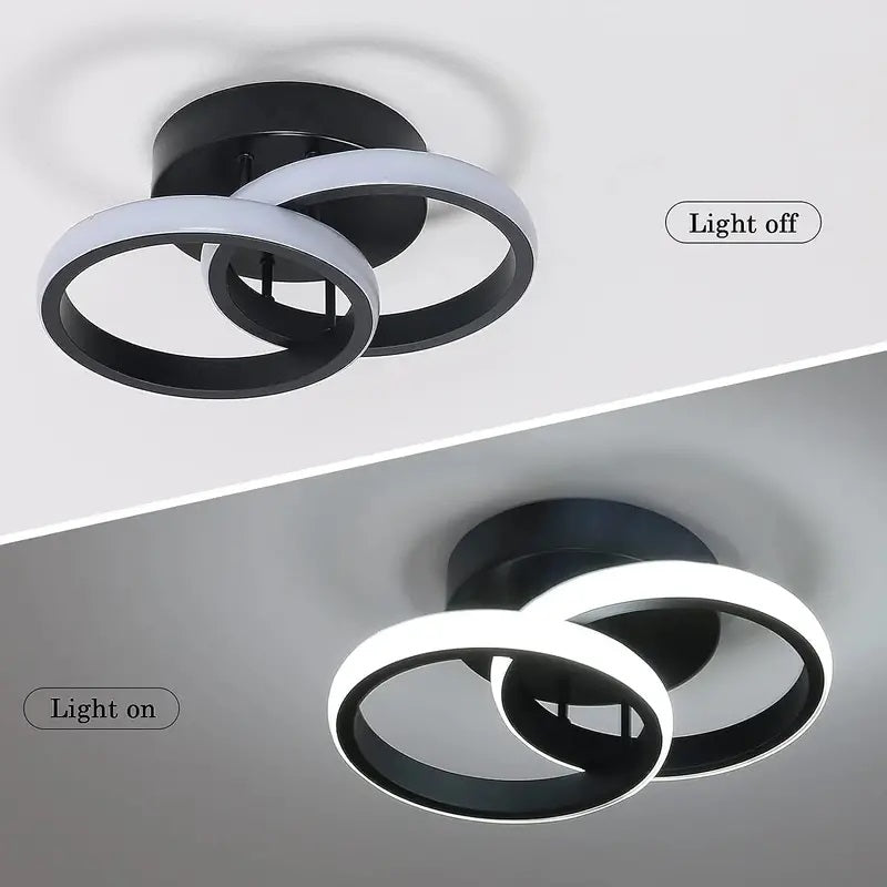 Moderne Plafondlamp - Rond LED - Kroonluchter - Gangpad Lamp - Verlichting - 25 cm - Zwart - Plafonniére - 20W