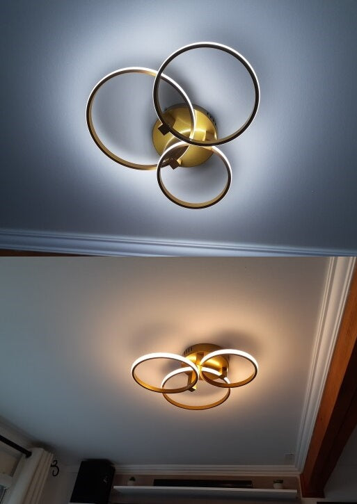 3 Ring Plafondlamp Goud - Met Afstandsbediening - Smart lamp - Dimbaar Met App - Woonkamerlamp - Moderne lamp