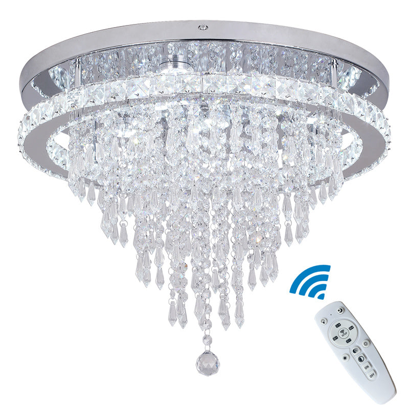 LuxiLamps - Kristallen Plafondlamp - Crystal Led Lamp - 50 cm - Met Afstandsbediening Dimbaar - Woonkamerlamp - Moderne lamp - LED Plafondlamp - Plafonniere