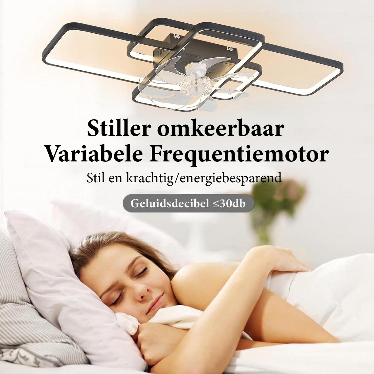 LuxiLamps - Moderne Smart Lamp Ventilator - Dimbaar - LED Plafond Ventilator - Zwart - Moderne Kroonluchter Ventilator - 72 cm - Woonkamerlamp
