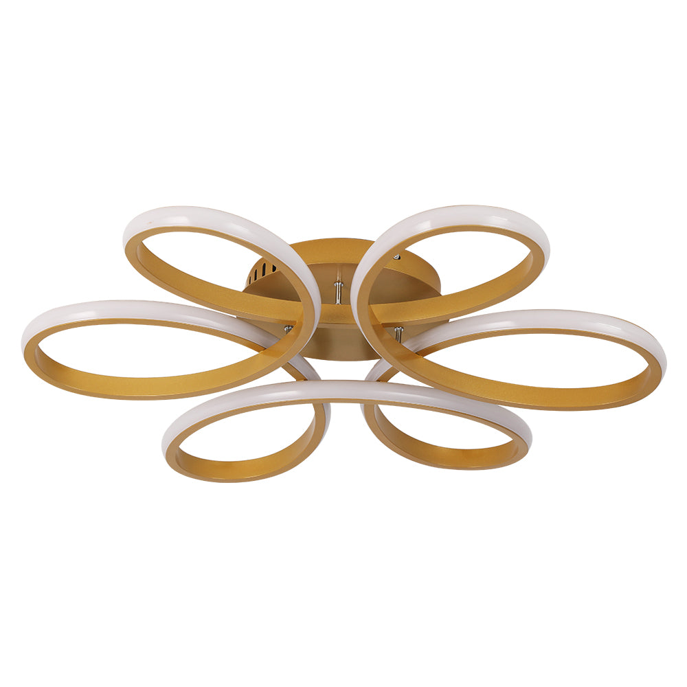 LuxiLamps - Curls Ceiling Lamp - Dimmable With Remote Control - Gold - 59 cm - Living room lamp - Bedroom lamp - Modern lamp - Ceiling lamp