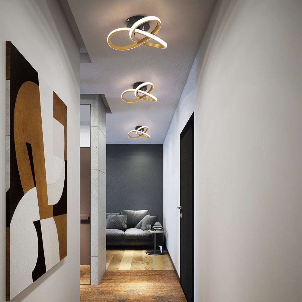 Modern Curl Lamp - Chandelier - Gold - Aisle or Hall Lamp - LED Lighting - Ceiling Lamp