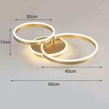 Gouden LED-plafondlamp met twee ringen - productfoto 2