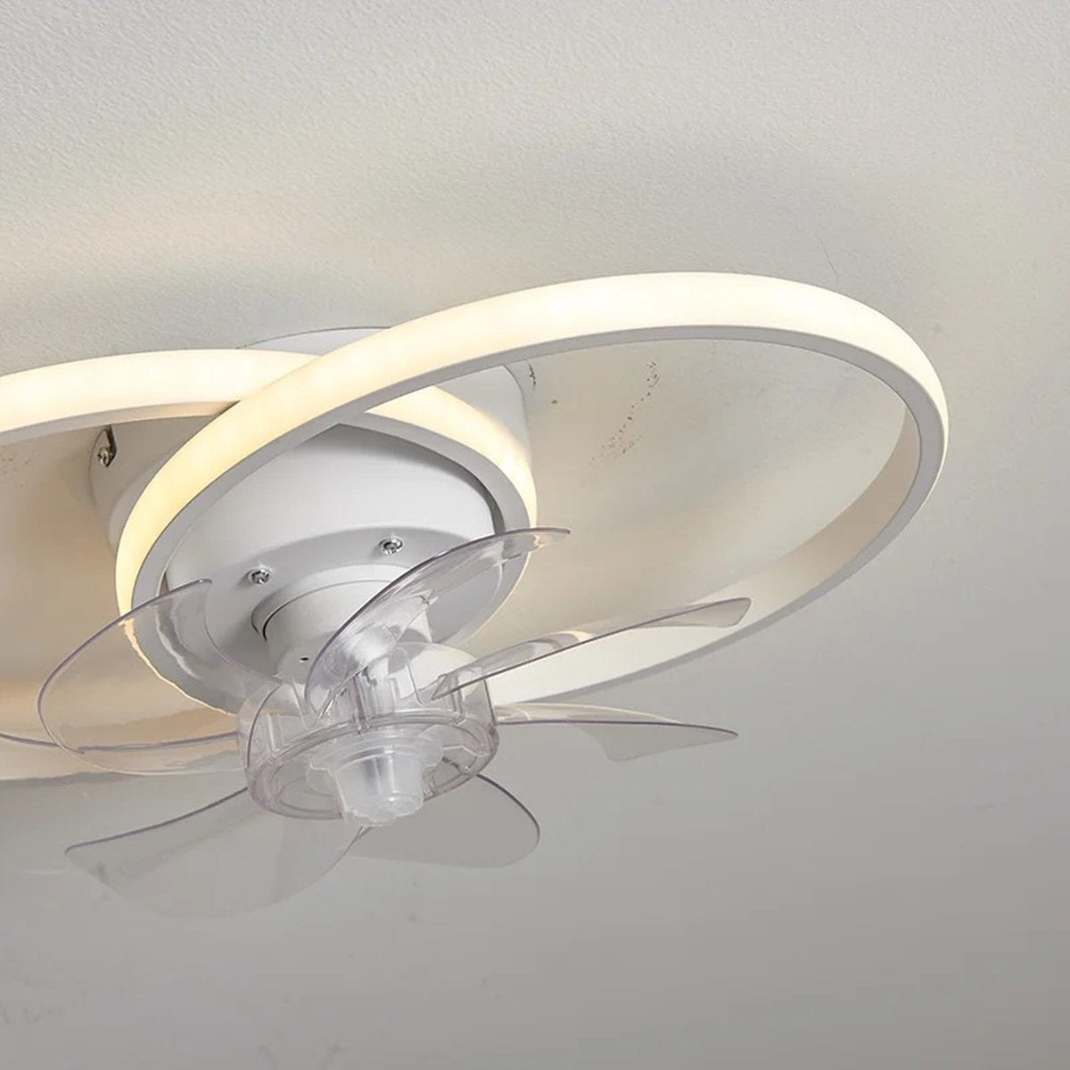 2 Ringen Ventilator Lamp - Plafondventilator - Wit - Smart Lamp - Met Dimmer - 6 Standen Ventilator - Keuken Lamp - Woonkamerlamp - Moderne lamp