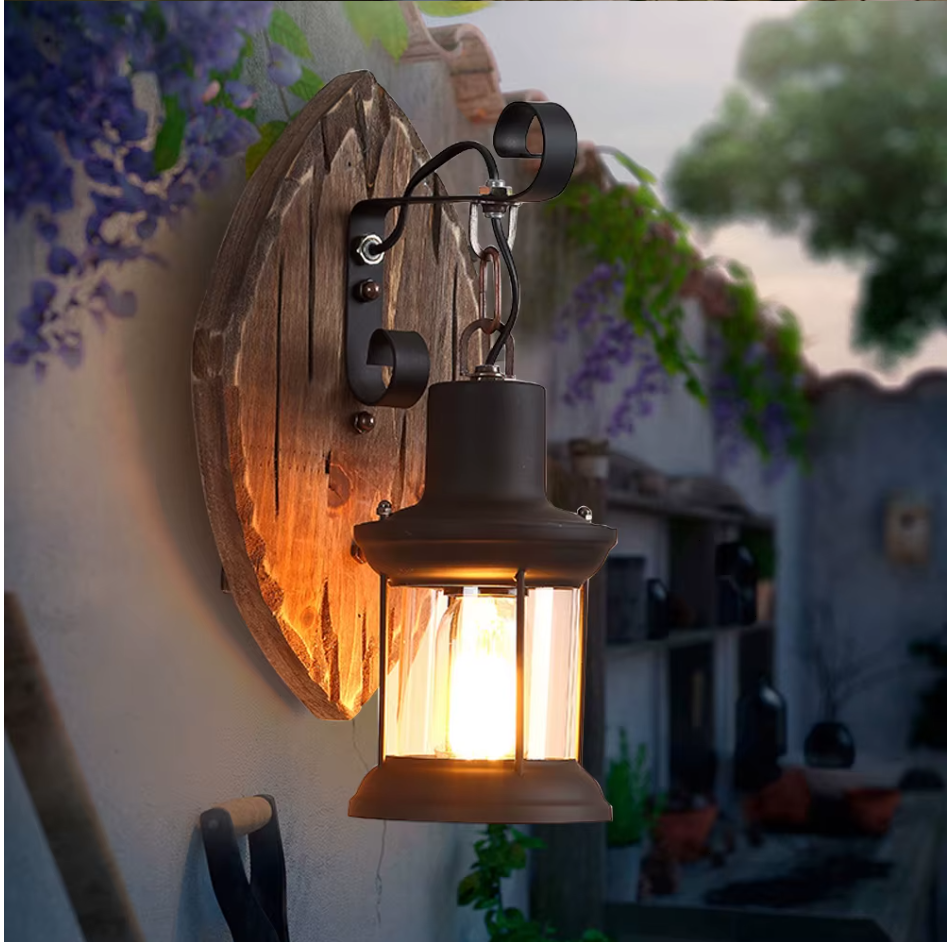 Antieke Retro Vintage Wandlamp - Industriële Houten Muur Verlichting - Bar - Restaurant - Moderne Muurlamp