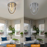3 Ring Crystal Ceiling Light - Silver - For Living And Dining Room