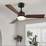 3-Blade Ceiling Fan - Modern LED Fan - 6 Speeds - Black/Brown - Remote Controlled - 105 cm
