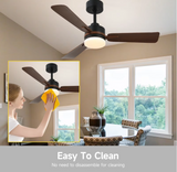 3-Blade Ceiling Fan - Modern LED Fan - 6 Speeds - Black/Brown - Remote Controlled - 105 cm