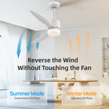 3-Blade Ceiling Fan - Modern LED Fan Light - 6 Speeds - Height Adjustable - Remote Control & APP - 132 cm - White - Living Room Lamp