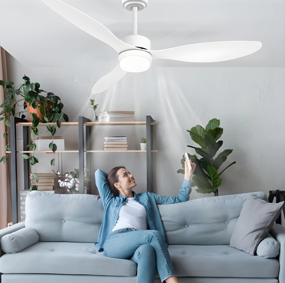 3-Blade Ceiling Fan - Modern LED Fan Light - 6 Speeds - Height Adjustable - Remote Control & APP - 132 cm - White - Living Room Lamp