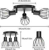 3-Head Vintage Ceiling Lamp - 360-Degree Rotatable - E14 - 3 Light Points - Living Room Lamp - Kitchen Lamp