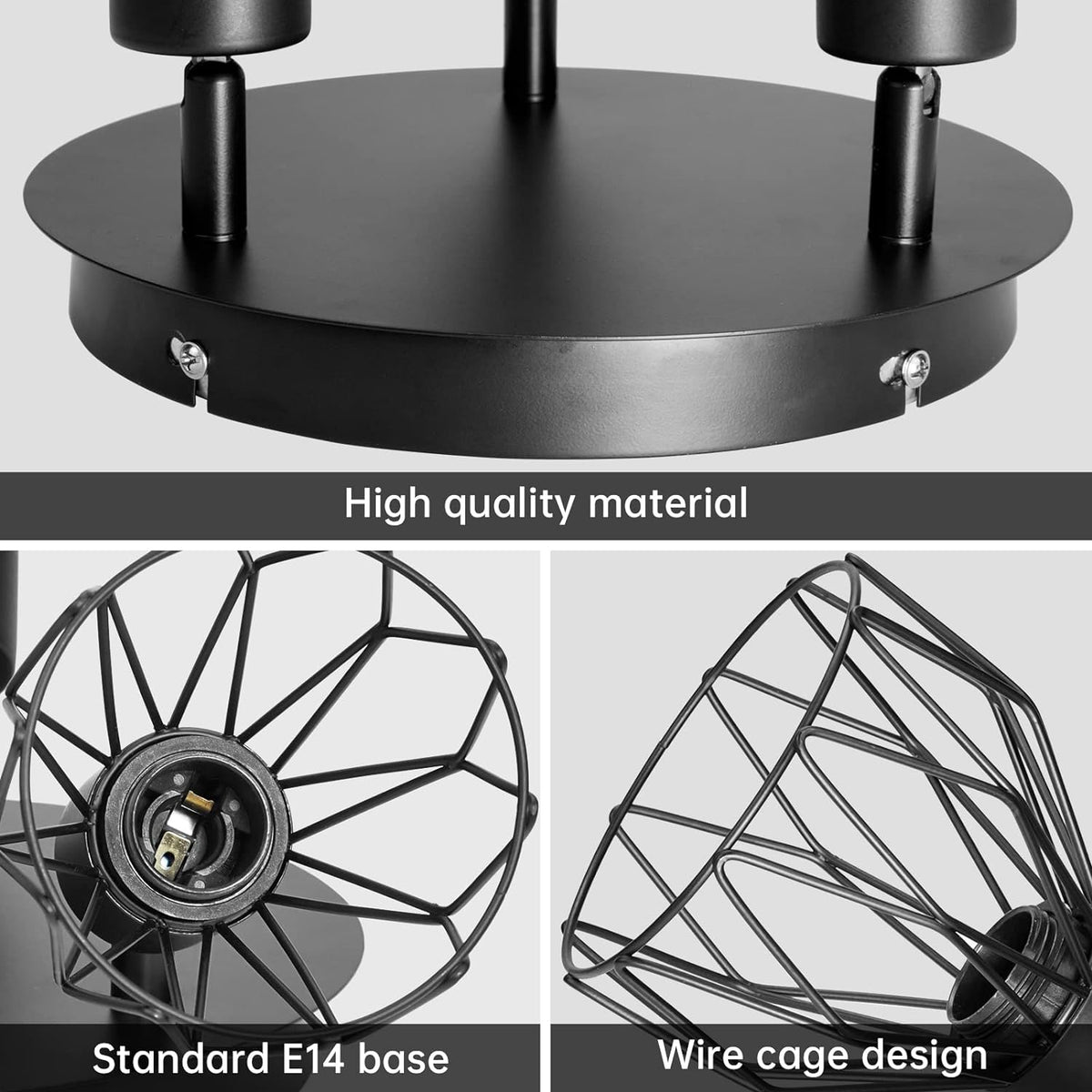 3-Head Vintage Ceiling Lamp - 360-Degree Rotatable - E14 - 3 Light Points - Living Room Lamp - Kitchen Lamp