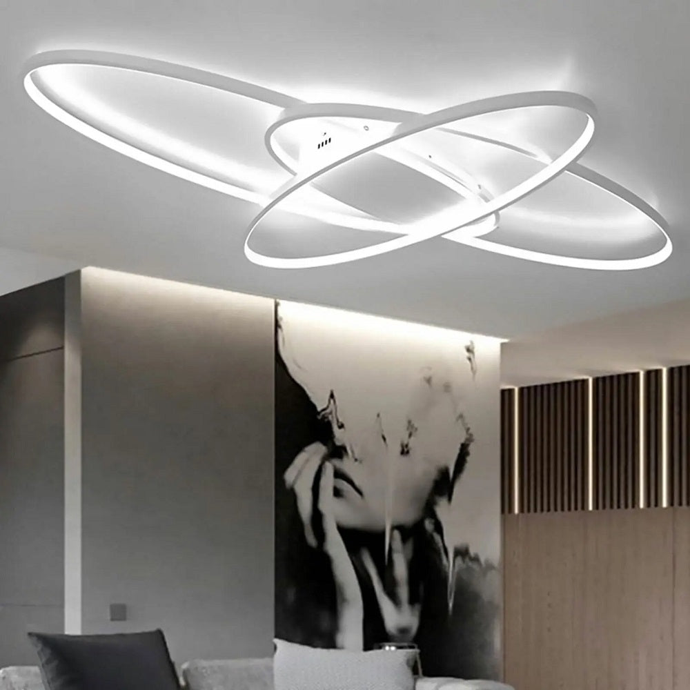 Oval Ring Ceiling Light - White - With Remote Control - For Living And Dining Room - Ceiling Fixture
