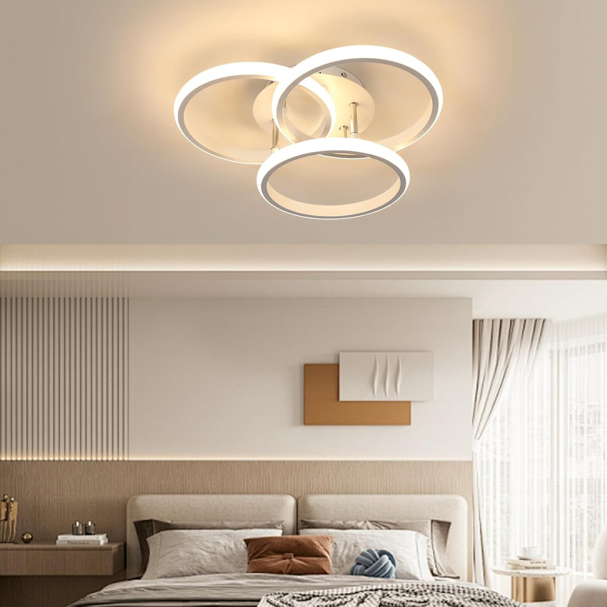 3 Ringen LED Plafondlamp - Wit - Warm Wit - Voor Woonkamer En Eetkamer - Plafonnière
