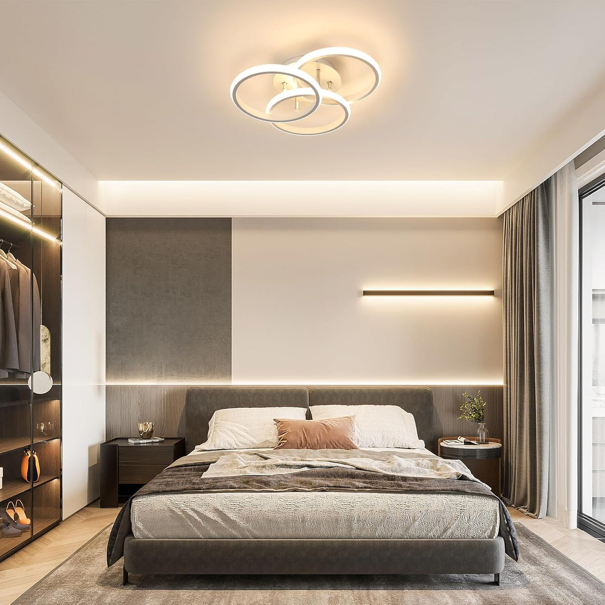 3 Ringen LED Plafondlamp - Wit - Warm Wit - Voor Woonkamer En Eetkamer - Plafonnière