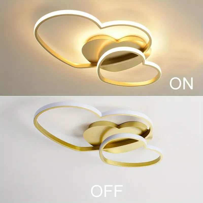 Harten Plafondlamp - Met Afstandsbediening - Goud - Dimbaar - Woonkamerlamp - Moderne lamp - Plafoniere