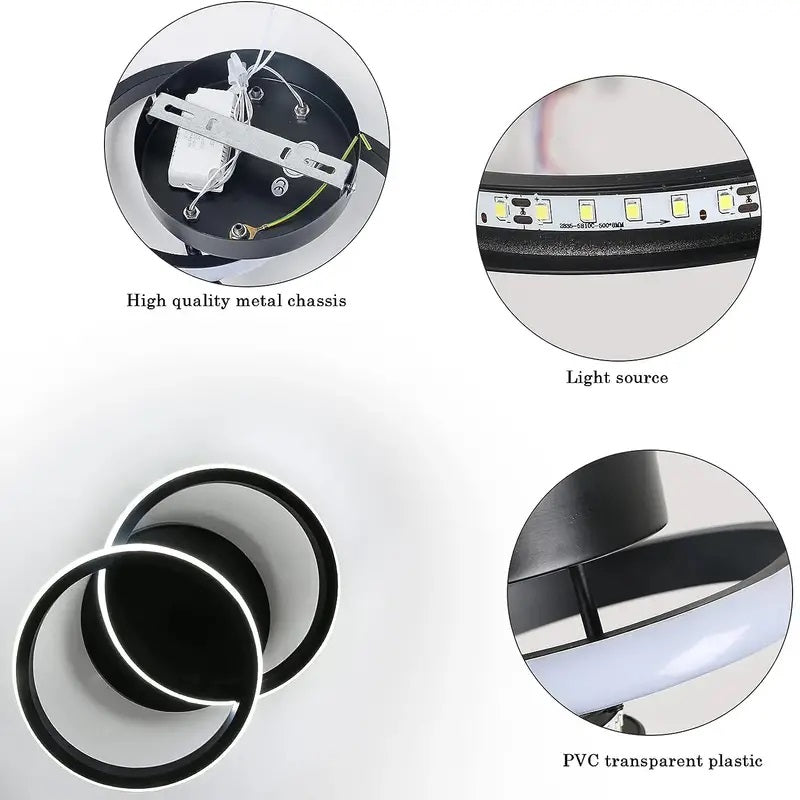 Moderne Plafondlamp - Rond LED - Kroonluchter - Gangpad Lamp - Verlichting - 25 cm - Zwart - Plafonniére - 20W