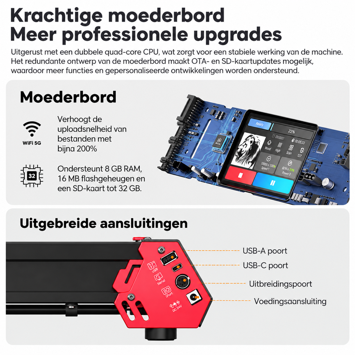 Algolaser Lasergraveermachine 20W - Laser Cutter/Graveermachine met Air Assist Kit - Lasergraveermachine met 3,5 inch Smart Touchscreen - AlgoOS systeem