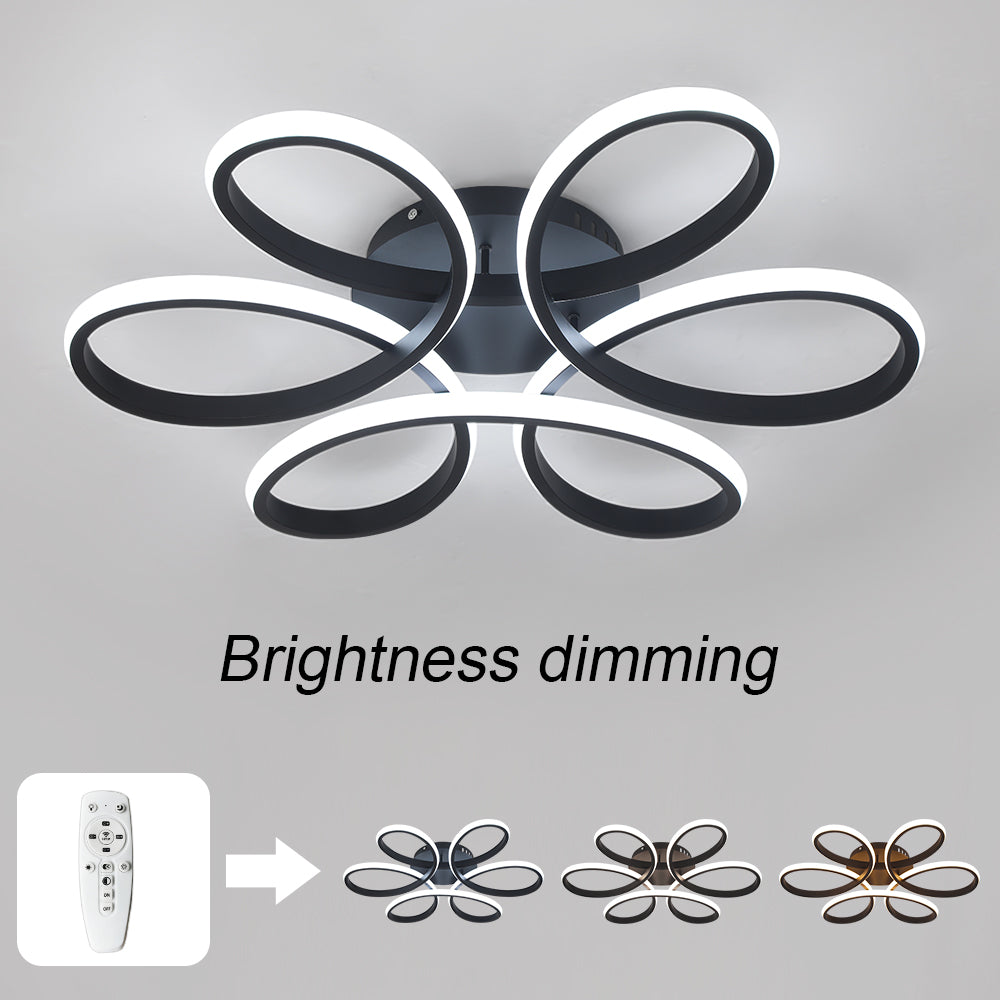 LuxiLamps - Curls Ceiling Lamp - Dimmable With Remote Control - Black - 59 cm - Living room lamp - Bedroom lamp - Modern lamp - Ceiling lamp