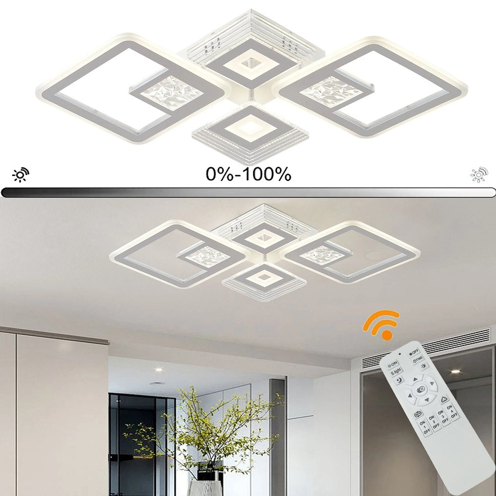 4-Head Ceiling Light - With Remote Control - Smart Lamp - Dimmable via App - Living Room Lamp - Modern Lamp - Ceiling Light