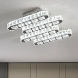 Crystal 4 Light Bar Ceiling Fixture - Chrome - SMD LED Included - 3 Switchable White Light Colours - Modern Chandelier For Living And Dining Rooms