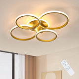 Modern 4 Ring LED Ceiling Light - Gold - Dimmable With Remote Control And App - For Living And Dining Room - Ceiling Fixture