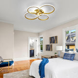 Modern 4 Ring LED Ceiling Light - Gold - Dimmable With Remote Control And App - For Living And Dining Room - Ceiling Fixture