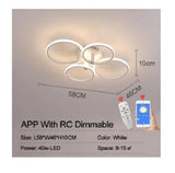 Modern 4 Ring LED Ceiling Light - White - Dimmable With Remote Control And App - For Living And Dining Room - Ceiling Fixture