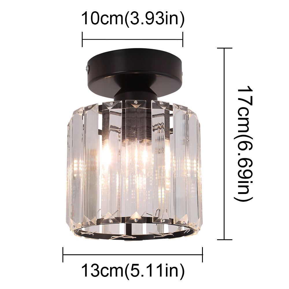 Moderne Kristallen Plafondlamp - Zwart - LED Rond Kristallen Kroonluchter - Gangpad Lamp