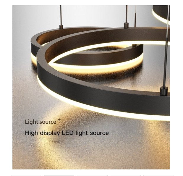 3 Ringen - Hanglamp - Kroonluchter - Zwart - Dimbaar met afstandsbediening