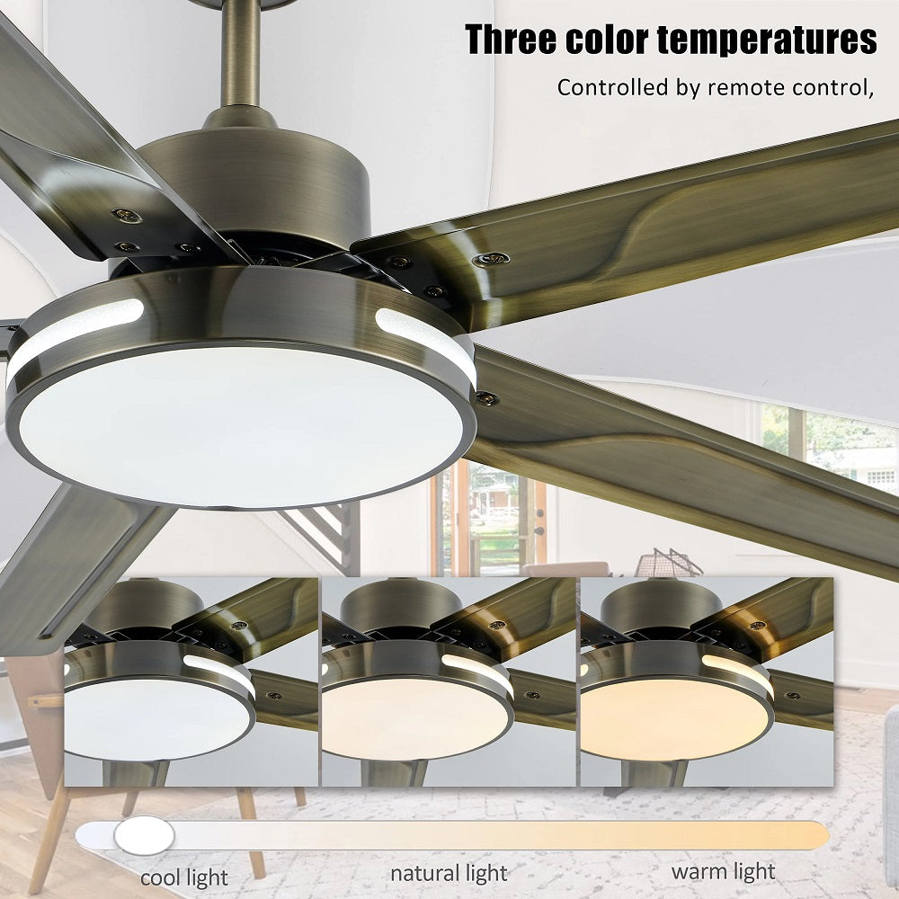 5 Blad Plafondventilator - Moderne LED Ventilator - 6 Snelheden - Bedienbaar Met Afstandsbediening - 132 cm - Grijs