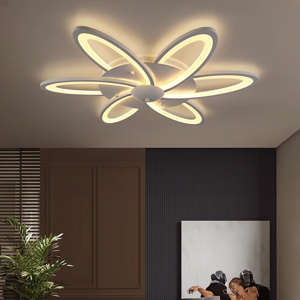 Modern Petal LED Ceiling Light - White - Dimmable With Remote Control - For Living And Dining Room - Ceiling Fixture