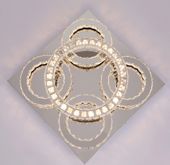 Moderne 5 Ringen Kristallen Plafondlamp - Voor Woonkamer En Eetkamer - Plafonnière