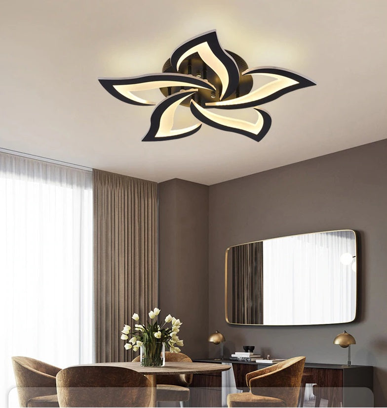 5 Sterren Plafondlamp Zwart - Met Afstandsbediening - Smart lamp - Dimbaar Met App - Woonkamerlamp - Moderne lamp - Plafoniere