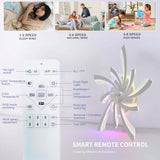 5 Blade Ceiling Fan Light - Dimmable with Remote Control - RGB 12 Colors - Ceiling Fan with LED - Smart Life App - Living Room Light - Modern Lamp - Flush Mount Ceiling Light