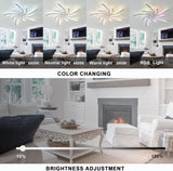 5 Blade Ceiling Fan Light - Dimmable with Remote Control - RGB 12 Colors - Ceiling Fan with LED - Smart Life App - Living Room Light - Modern Lamp - Flush Mount Ceiling Light