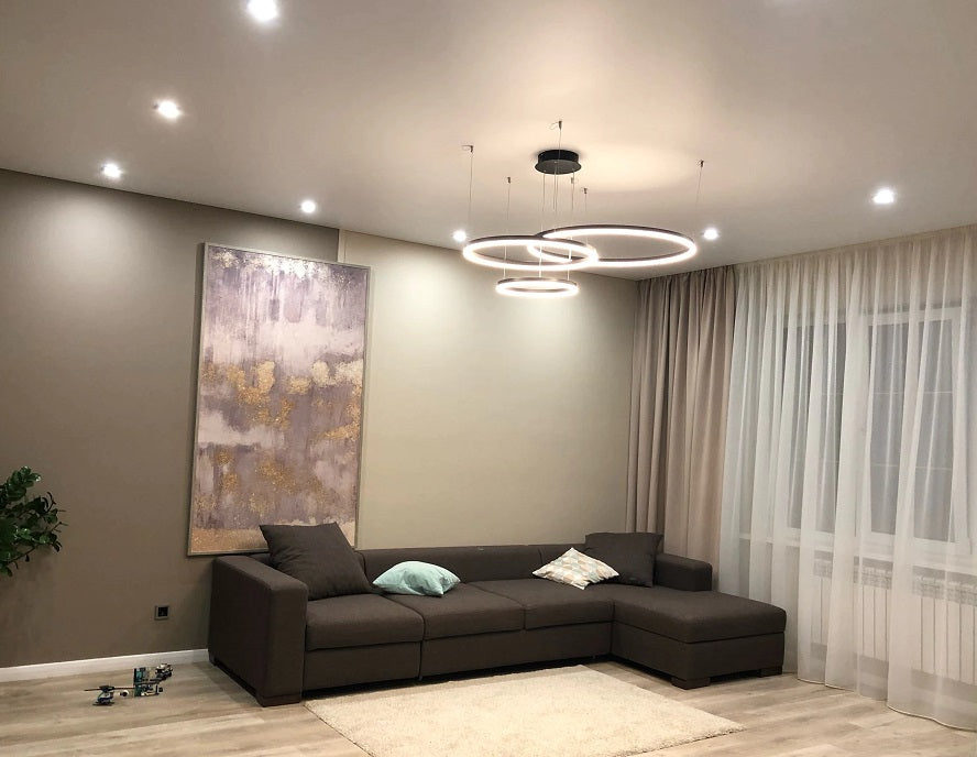 3 Ringen - Hanglamp - Kroonluchter - Zwart - Dimbaar met afstandsbediening