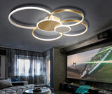 Modern Ring LED Ceiling Light - Gold - Length 100 cm - Dimmable With Remote Control - For Living And Dining Room - Ceiling Fixture