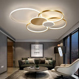 Modern Ring LED Ceiling Light - Gold - Length 100 cm - Dimmable With Remote Control - For Living And Dining Room - Ceiling Fixture