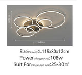 Modern LED Ceiling Light With 6 Light Rings - Black - Dimmable With Remote Control - For Living And Dining Room - Ceiling Fixture