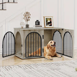Dog Crate - Furniture - Dog Cage - Dog Kennel - Dog Box - Side Table - Coffee Table - 3 Doors - 100x60x63 Cm - Grey