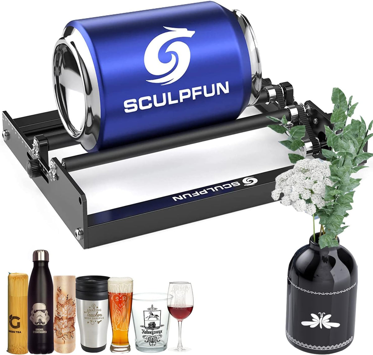 Sculpfun S9 Laser Graveermachine 2 in 1 Set - Met Rotary Roller - Graveermachine - Laser Cutter - Laser Engraver - Graveerset - Laser Snijmachine - Graveerpen