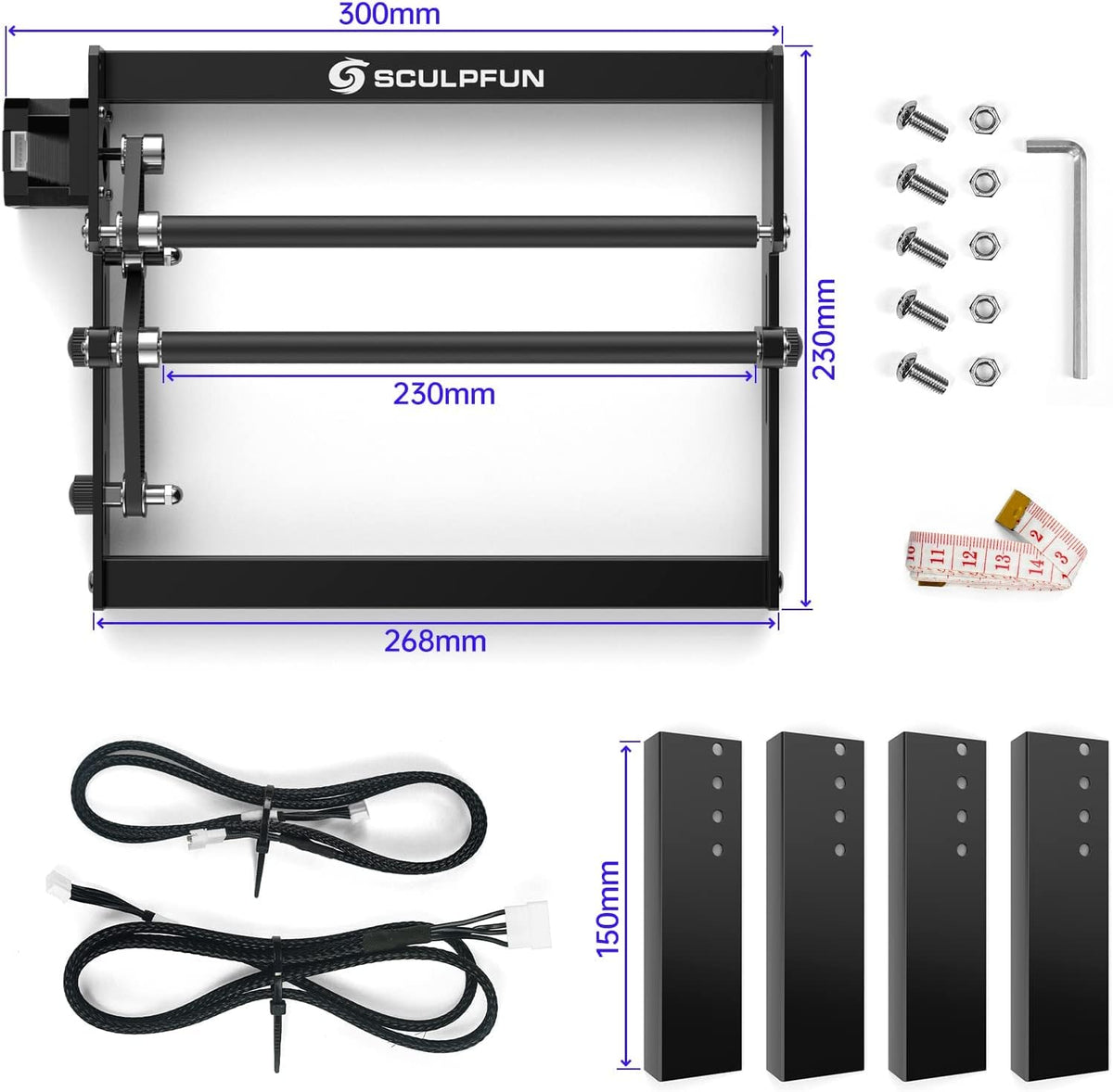 Sculpfun S9 Laser Graveermachine 2 in 1 Set - Met Rotary Roller - Graveermachine - Laser Cutter - Laser Engraver - Graveerset - Laser Snijmachine - Graveerpen