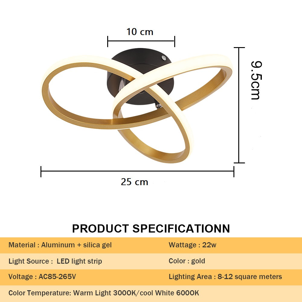 Modern Curl Lamp - Chandelier - Gold - Aisle or Hall Lamp - LED Lighting - Ceiling Lamp