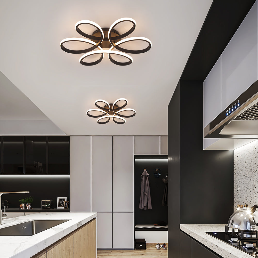 LuxiLamps - Curls Ceiling Lamp - Dimmable With Remote Control - Black - 59 cm - Living room lamp - Bedroom lamp - Modern lamp - Ceiling lamp