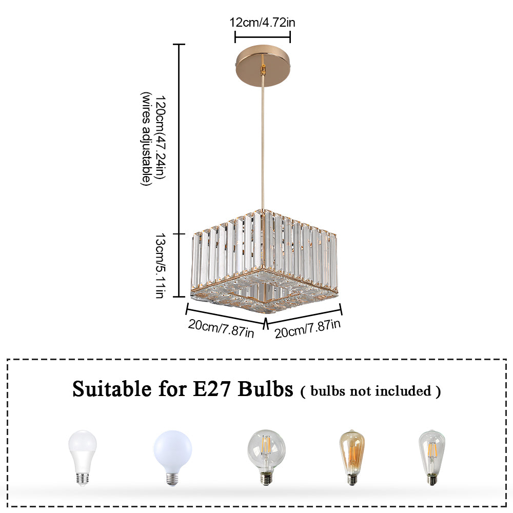 LuxiLamps - Crystal Hanglamp - Moderne Hanglamp - Goud - Kroonluchter - E27 - Eetkamer Hanglamp