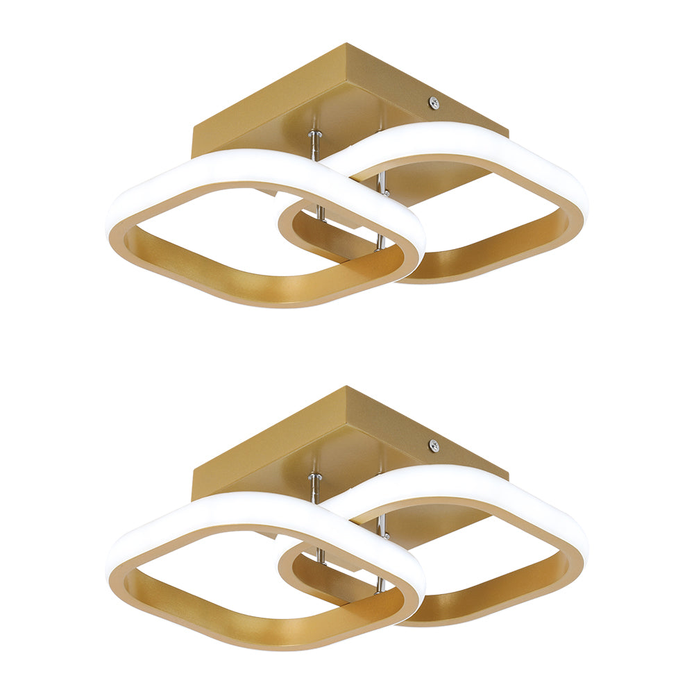 LuxiLamps - Moderne Plafondlamp - Vierkant LED - Kroonluchter - Gangpad Lamp - Verlichting - 29 cm - Goud - Plafonniére - 20W